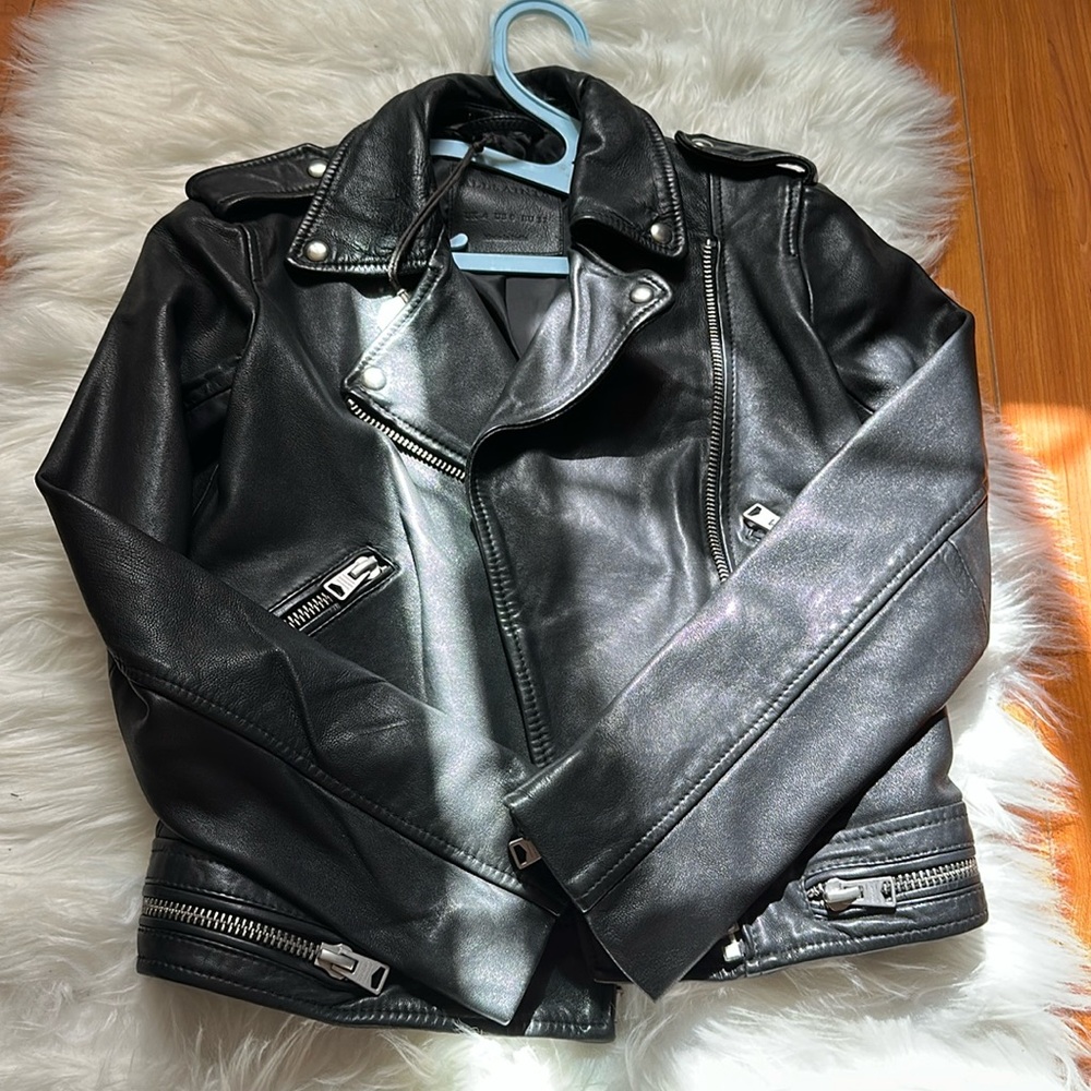 All Saints Black Leather Biker Jacket